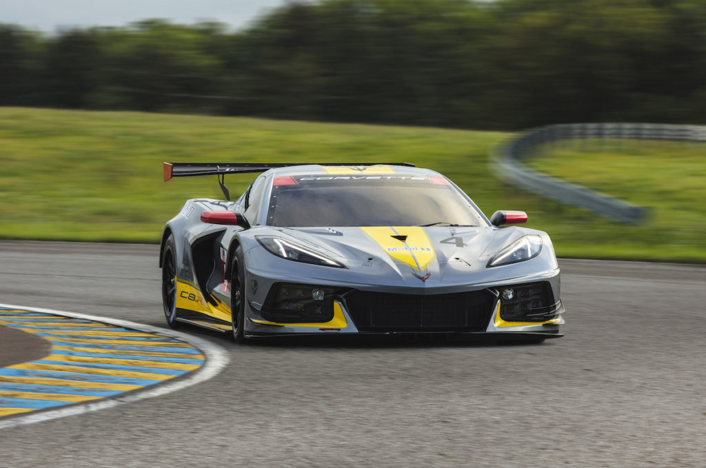 The Corvette C8.R is Chevy’s first mid-engine GTLM race car. The No. 4 car dons a new silver livery, inspired by the color of iconic Corvette concepts. The No. 3 car will feature a traditional yellow color scheme with silver accents.