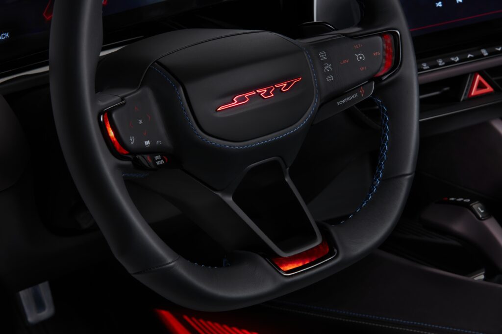 The center spoke of the Dodge Charger Daytona SRT Concept’s stee