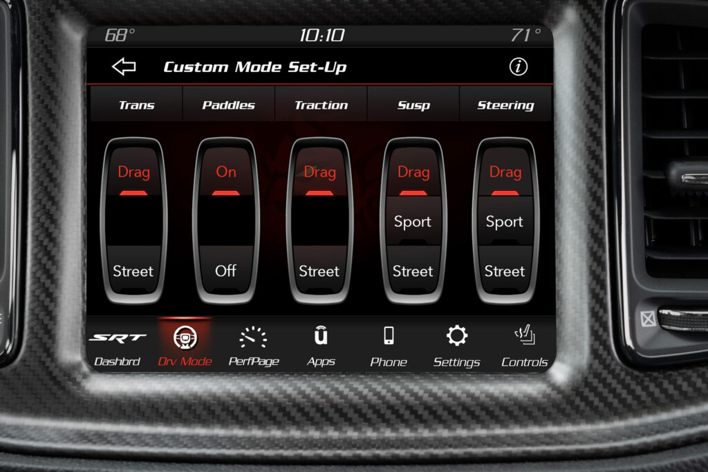 Drive modes for the 2023 Dodge Challenger SRT Demon 170 allow th