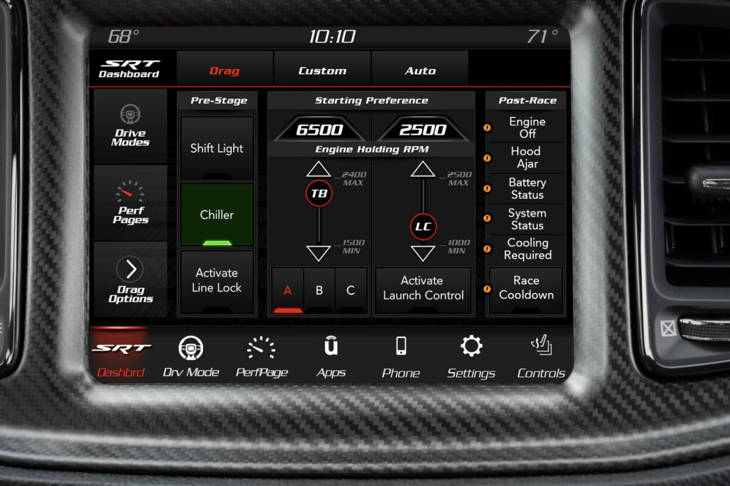 The dashboard page of the 2023 Dodge Challenger SRT Demon 170, a
