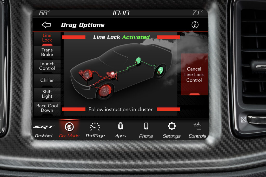 The Line Lock feature of the 2023 Dodge Challenger SRT Demon 170